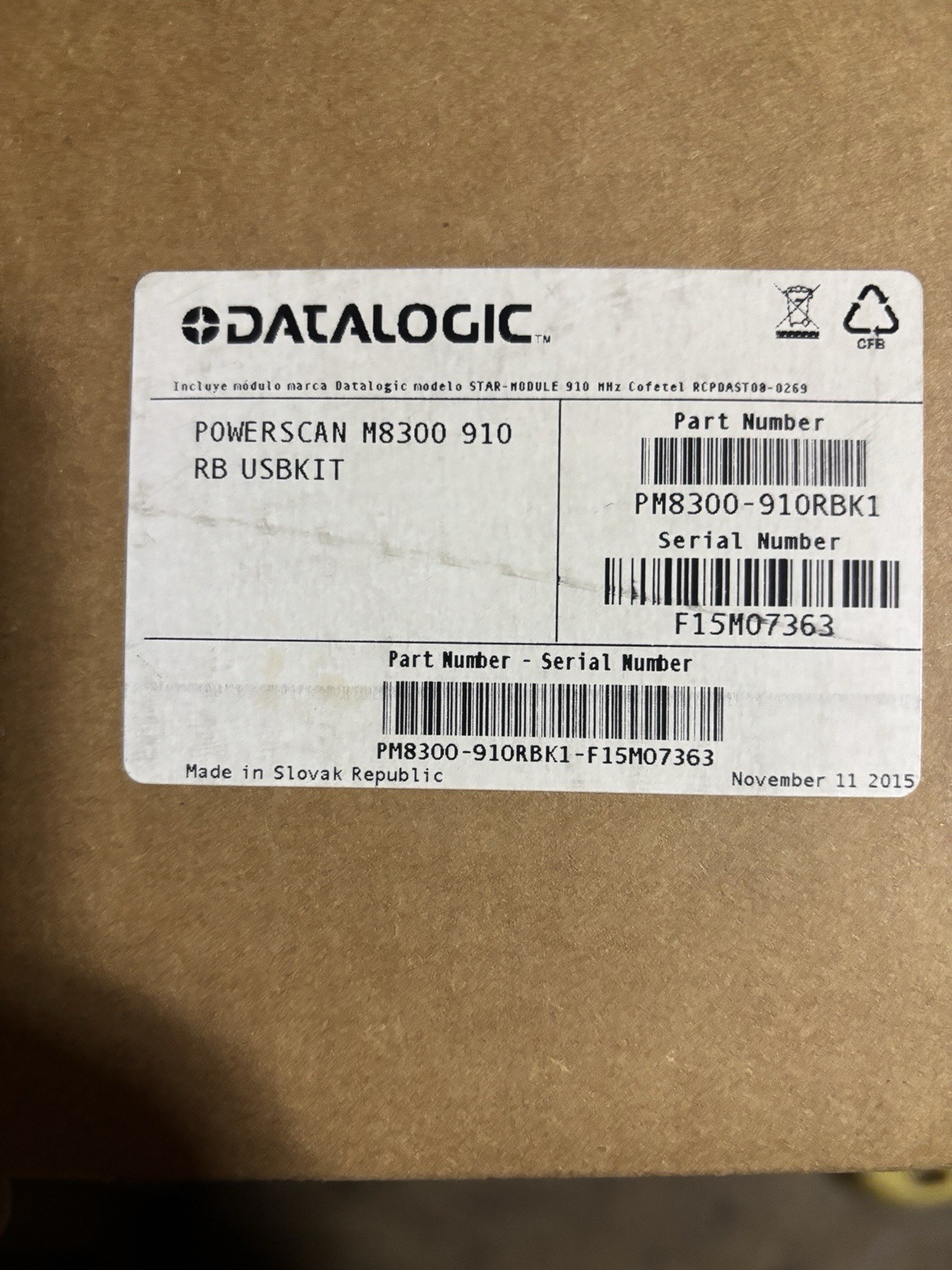 Datalogic POWERSCAN M8300 910 RB USBKIT