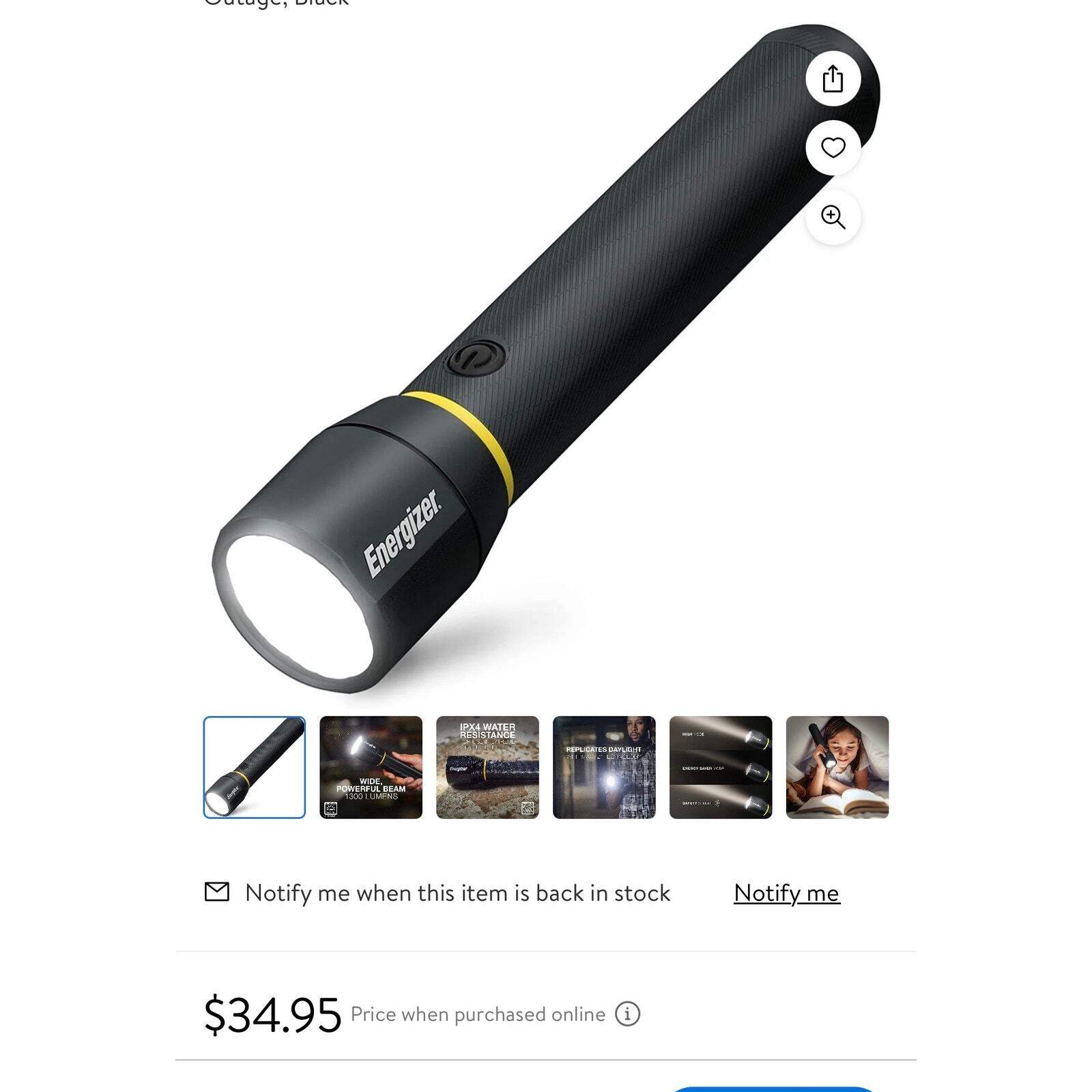 ENERGIZER LED FlashlightVISIONPRO,1000+ Lumens,H20 Resistant,AircraftGrade Light