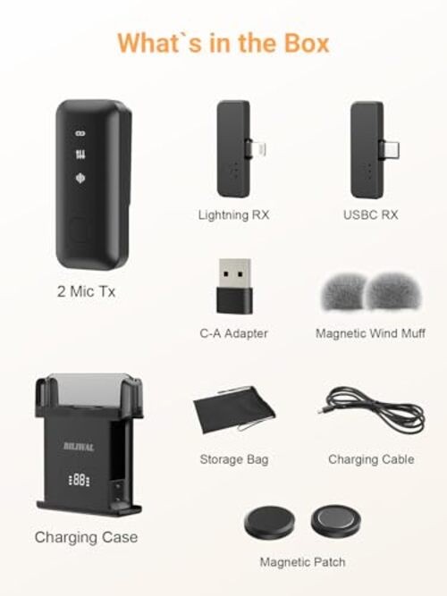 Wireless Lavalier Microphone for iPhone/Android/Laptop with Magnetic Wind
