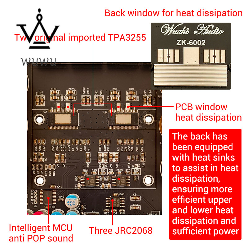 ZK-6002 Post Amplifier Board 2.0 Stereo with High and Low Frequency Modulation