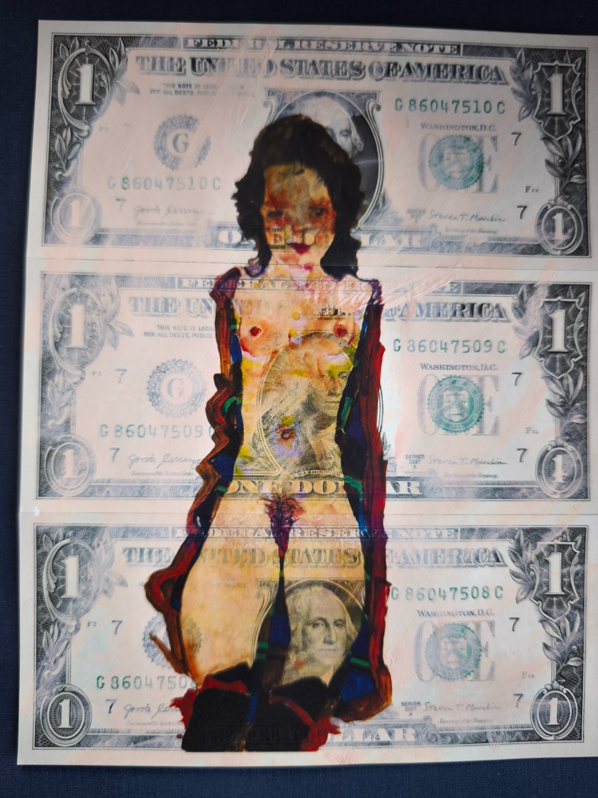 Schiele Homage II. Dollar Bill Art  Money Art Mixed Media –Eidolon Archive EA012