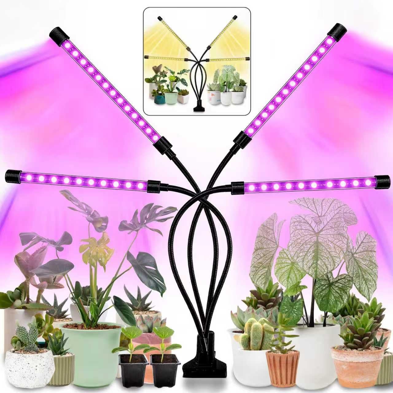 LEOTER Grow Light for Indoor Plants - Upgraded Version 80 LED 4 heads, Black