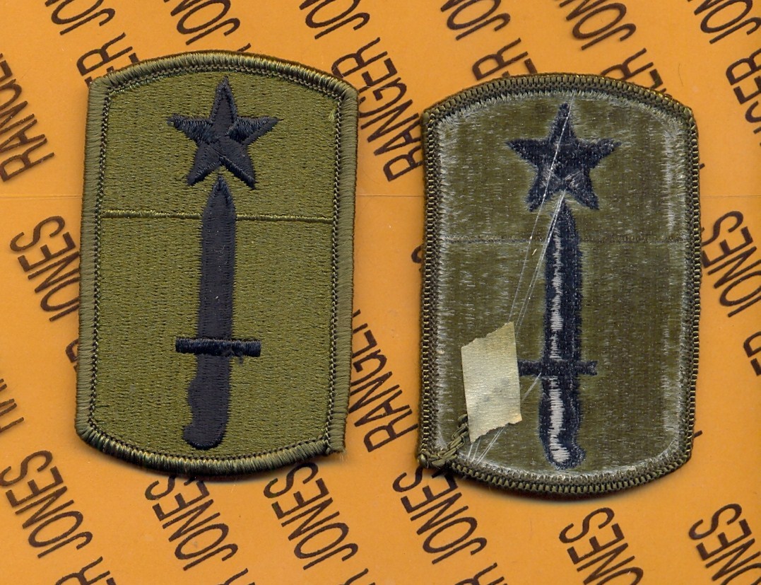 US Army 205th Infantry Brigade OD Green & Black uniform shoulder patch m/e