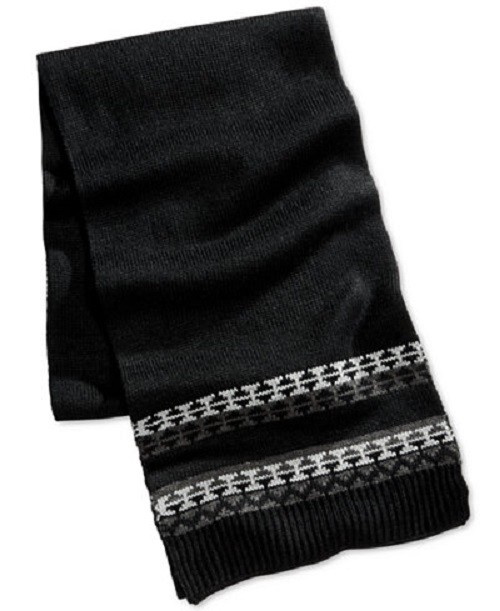 $275 Club Room Men Black Grey Solid Knit Shawl Winter Muffler Scarves Scarf