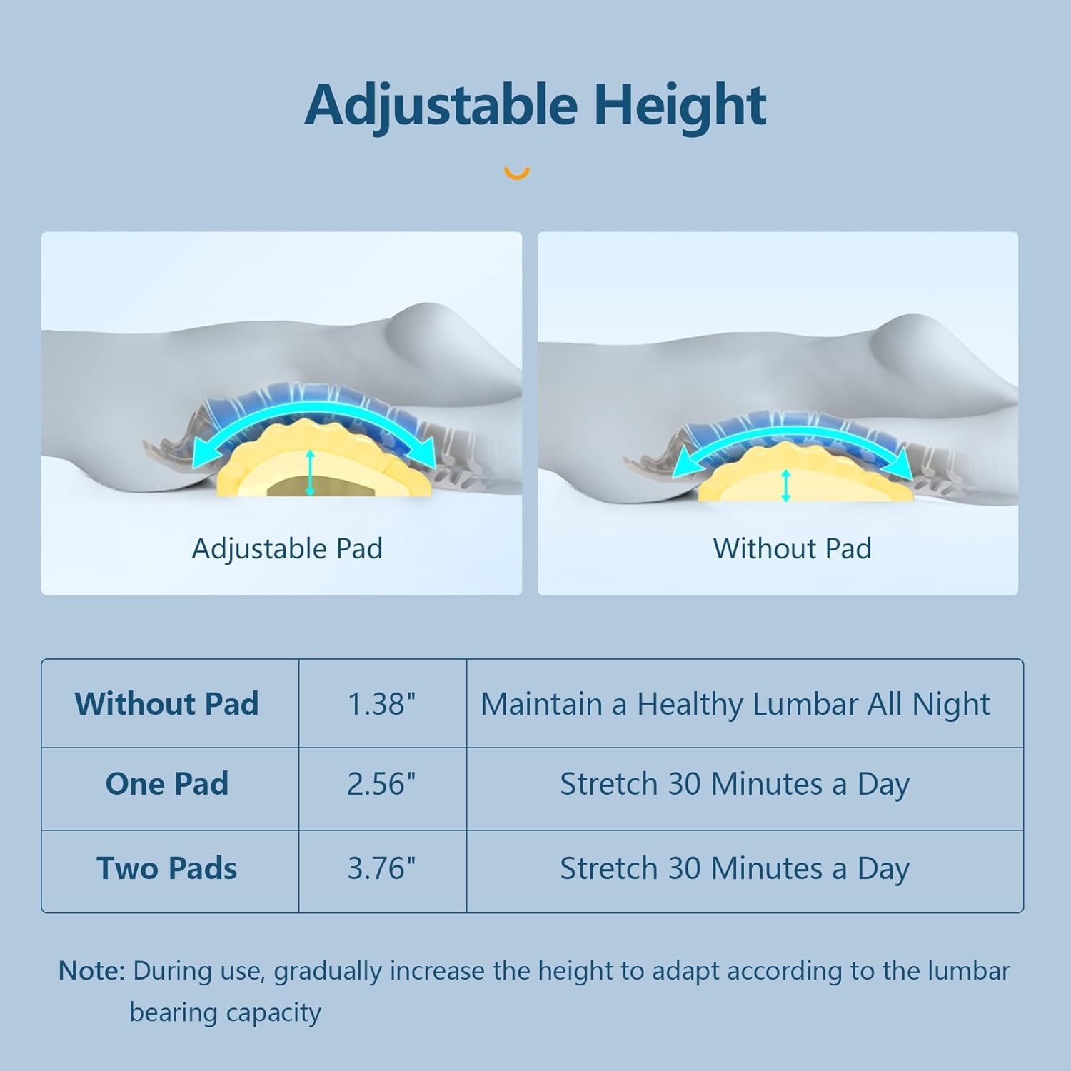 RESTCLOUD Adjustable Lumbar Support Includes a removable pad, Moon Grey