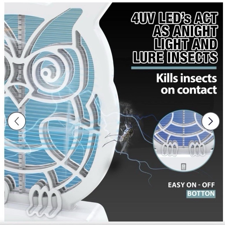 RARE 800 Volt Owl Shaped Cordless Rechargeable Bug Zapper