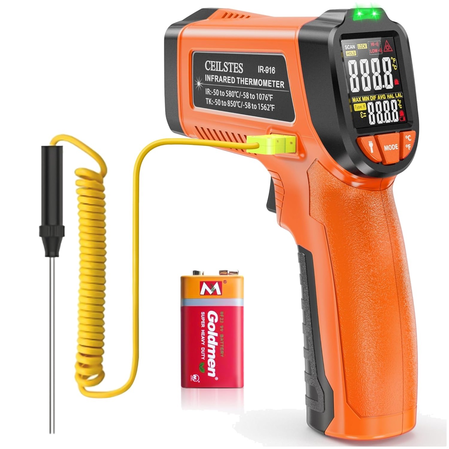 Infrared Thermometer Gun - Non-Contact Digital Laser Temp Gauge, -58°F to 1076°F