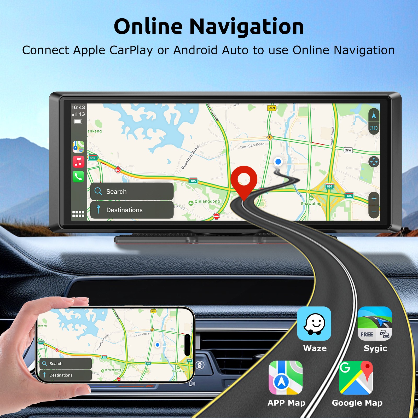2025 Wireless Carplay Android Auto Screen for Car 8.1" IPS Portable Touch Screen