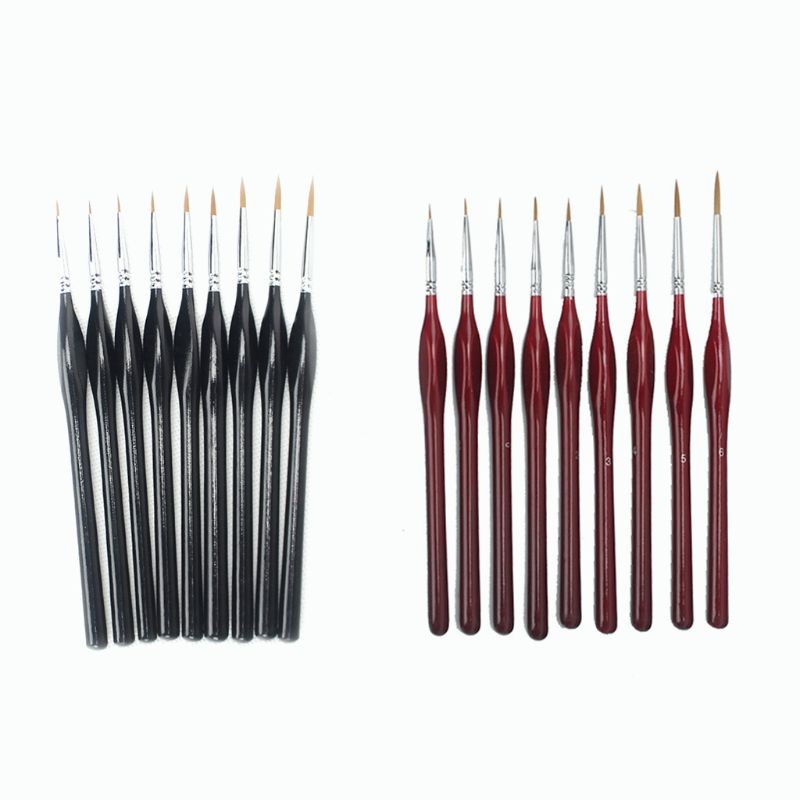 9PC Detail Paint Brushes Set Miniature Brush for Acrylic Painting Oil Watercolor
