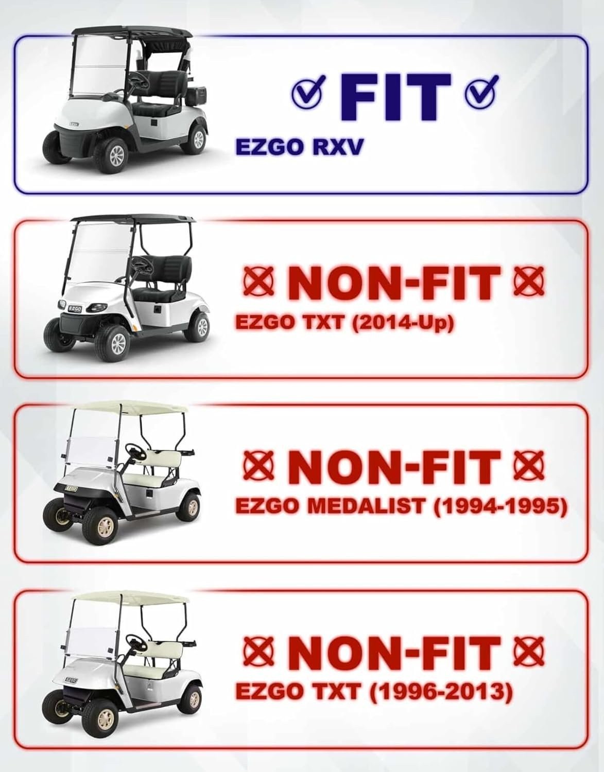 Windshield Tinted Foldable for EZGO RXV Golf Cart (2008-2022)