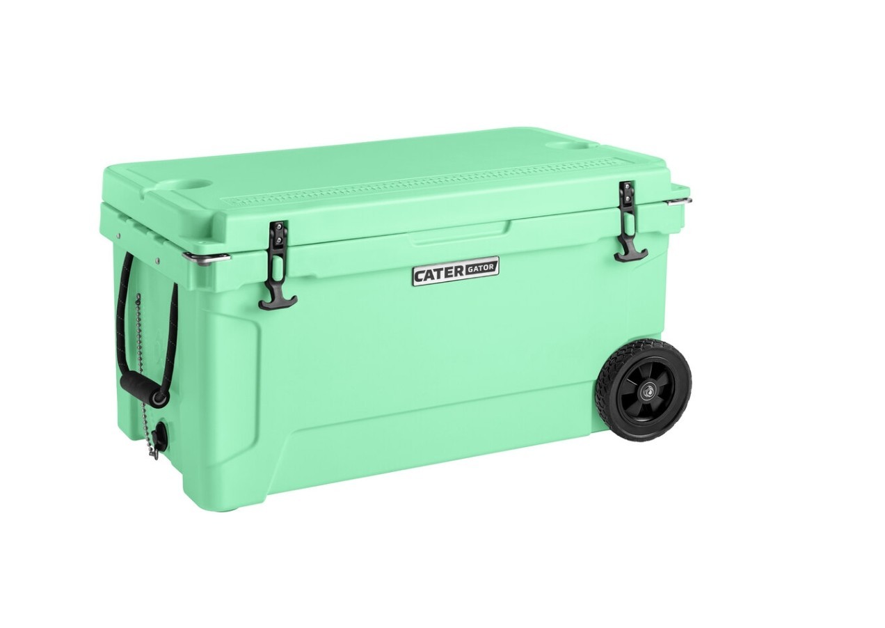 CaterGator Seafoam 65 qt. Mobile Rotomolded Outdoor Cooler / Ice Chest.