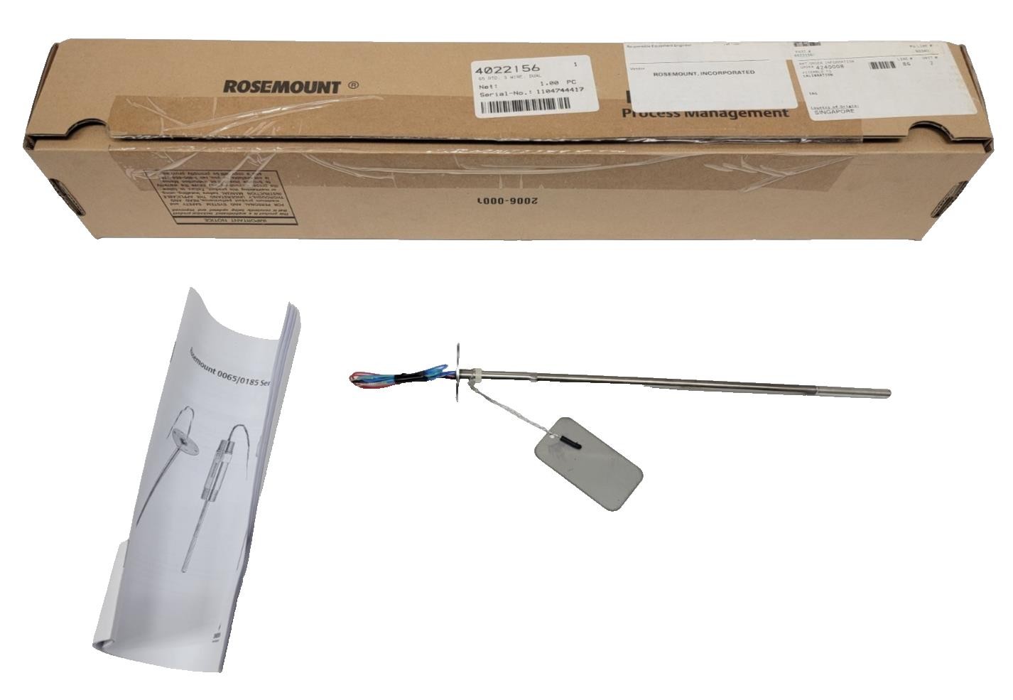 New Rosemount 0065 / 0185 Sensor Assembly  0065N04N0000N0275A2