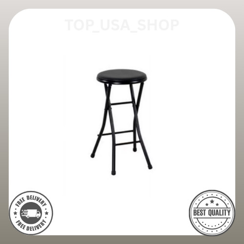 Mainstays 24" Vinyl Padded Folding Stool, Black