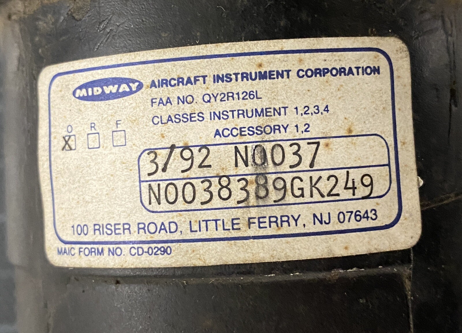 midway aircraft singer altimeter 2488-2 (NOS)