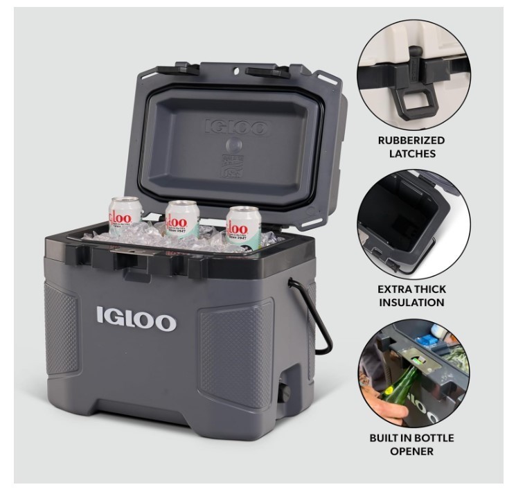 Igloo Trailmate Cooler | Insulated Hard Shell Ice Chest Carbonite