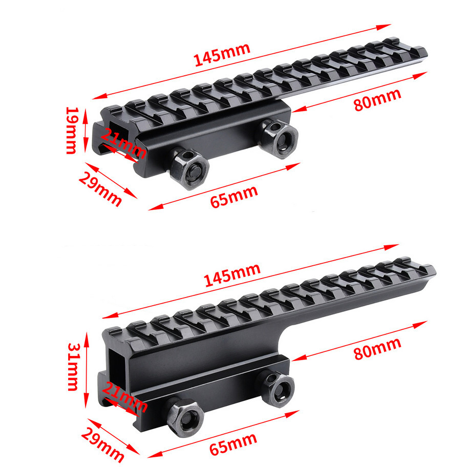 20mm Picatinny Rail Extended Scope Riser Mount Flat Top Base Adapter Converter