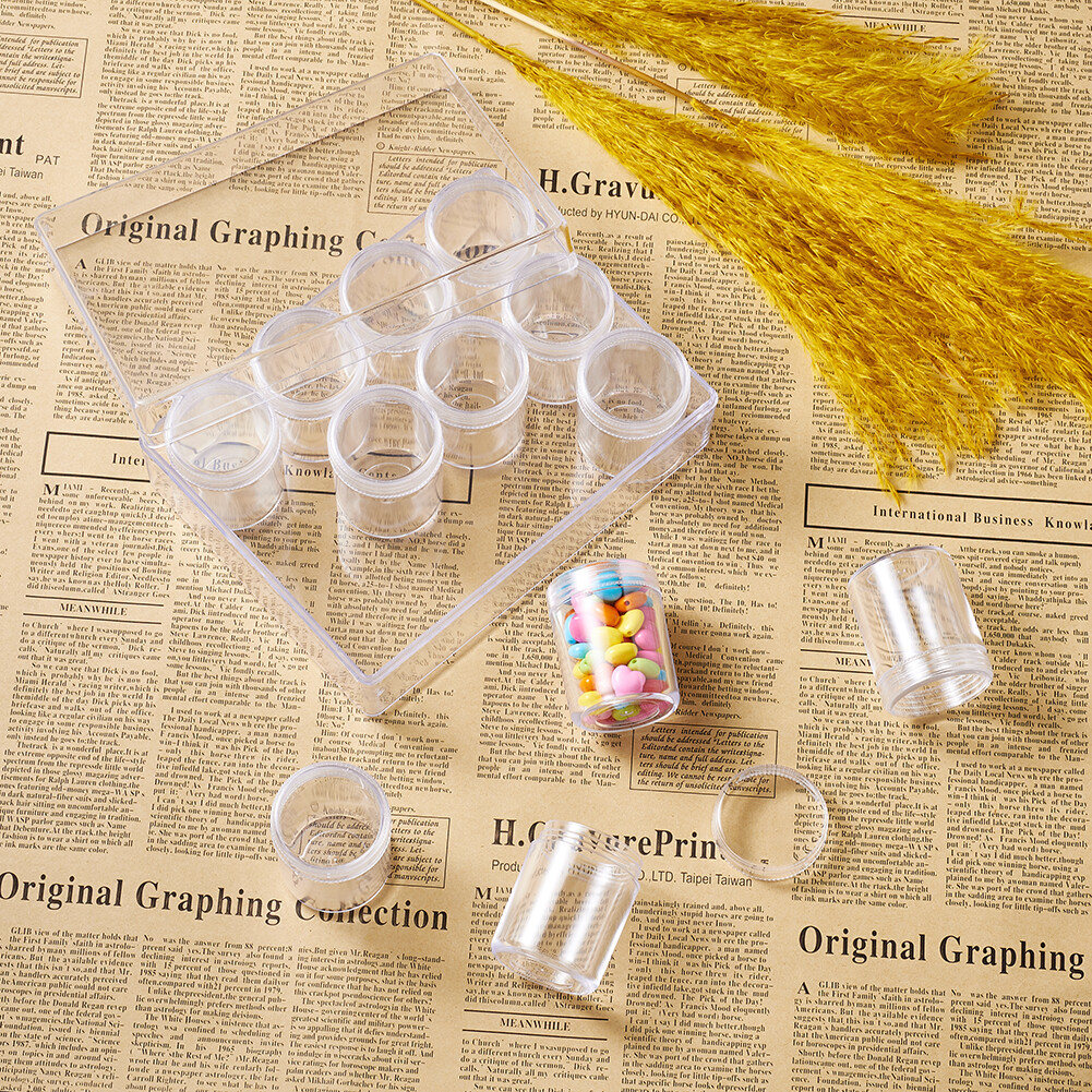12pcs/Set Empty Plastic Bottles Jars Bead Storage Rectangle Container 160x122mm