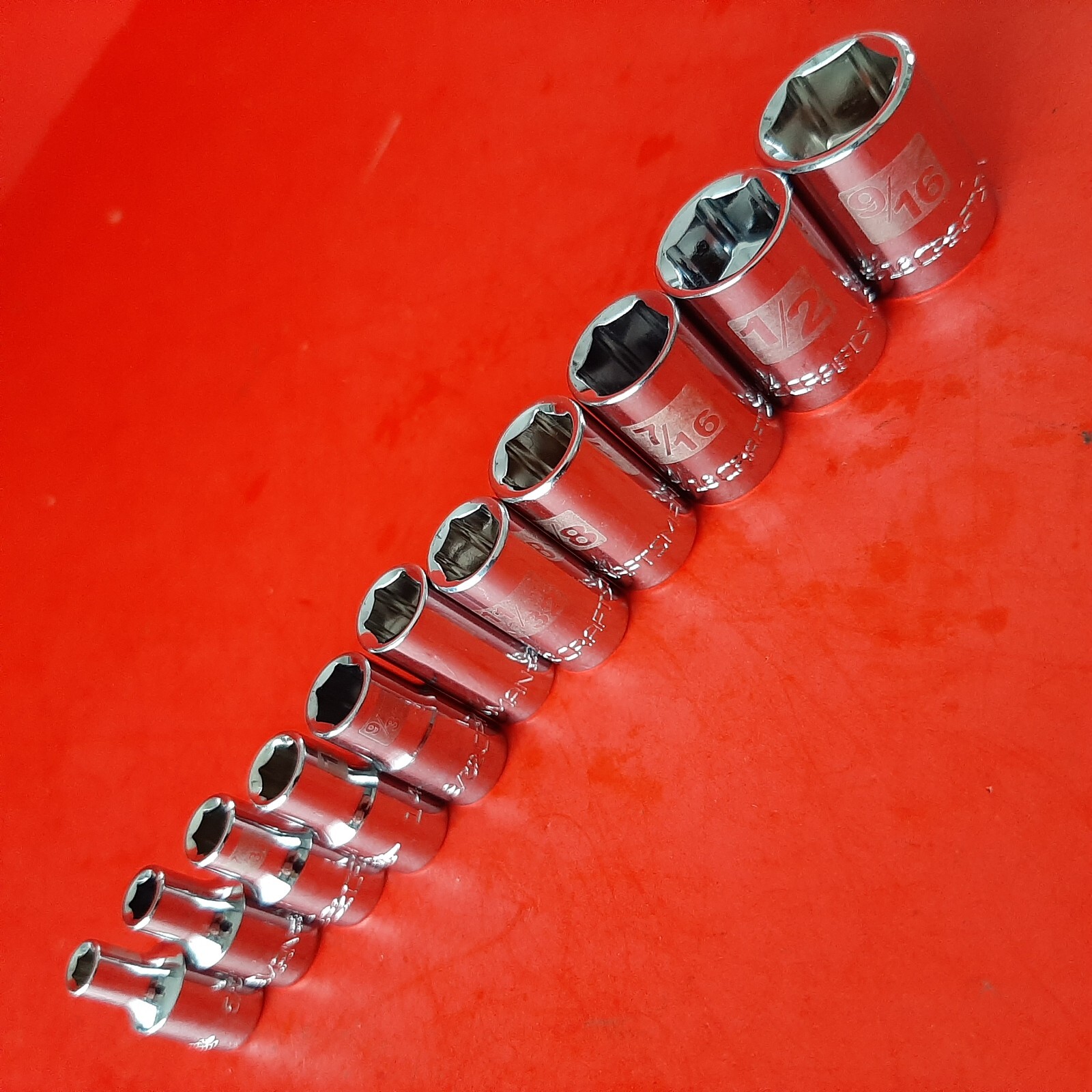 NEW Craftsman Easy Read SAE 6 Point 1/4" Drive Shallow Socket Set 5/32 - 9/16"