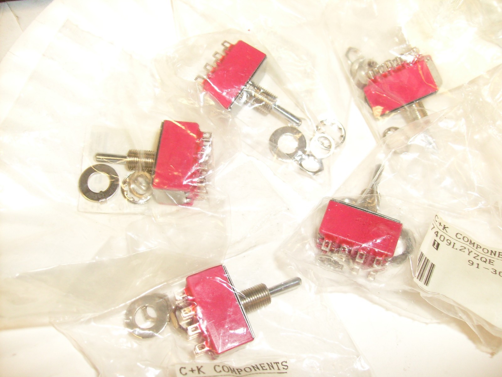 5 Pieces - C&K Toggle Switches - NOS push in from radio repair shop /r6