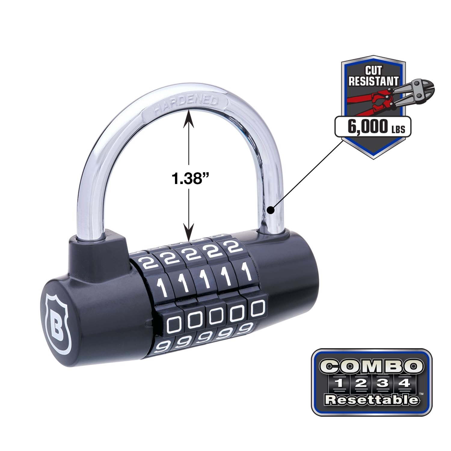 Brinks 2-7/8In Small U-Bar Resettable Combination Padlock 167-73001