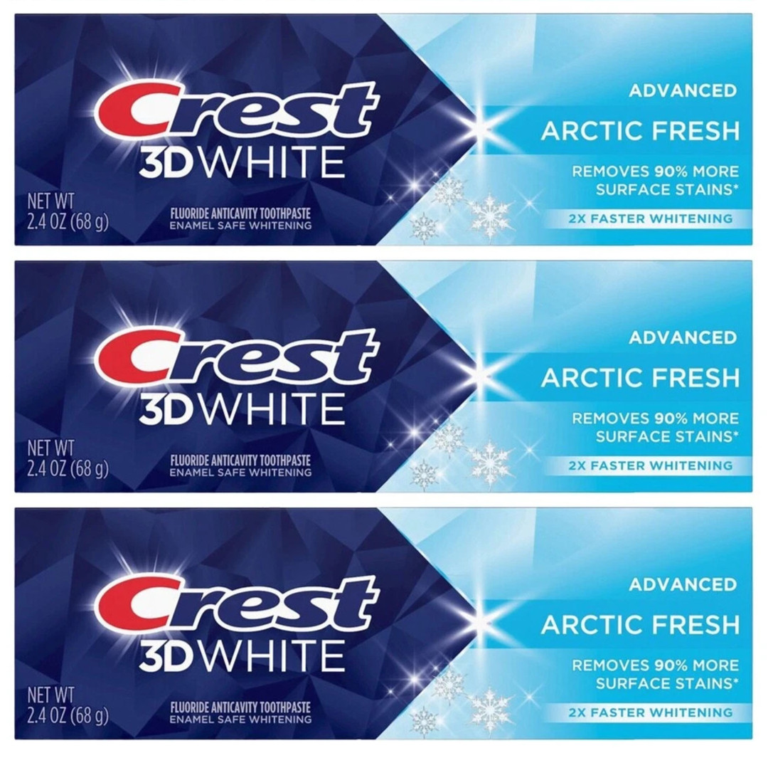 (3) Crest 3D White Advanced Arctic Fresh 2.4 Oz Fluoride Whitening ESP 03/2027
