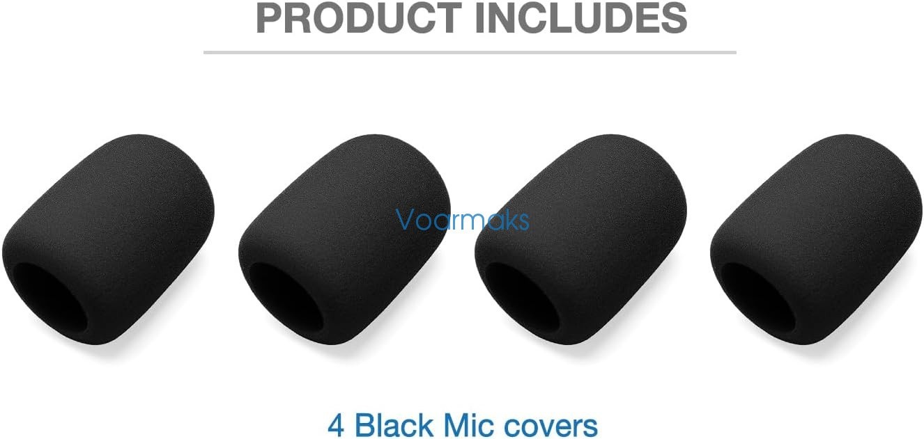 4-Pack Black Mic Cover for JBL Wireless Two Microphone System, PartyBox Mic