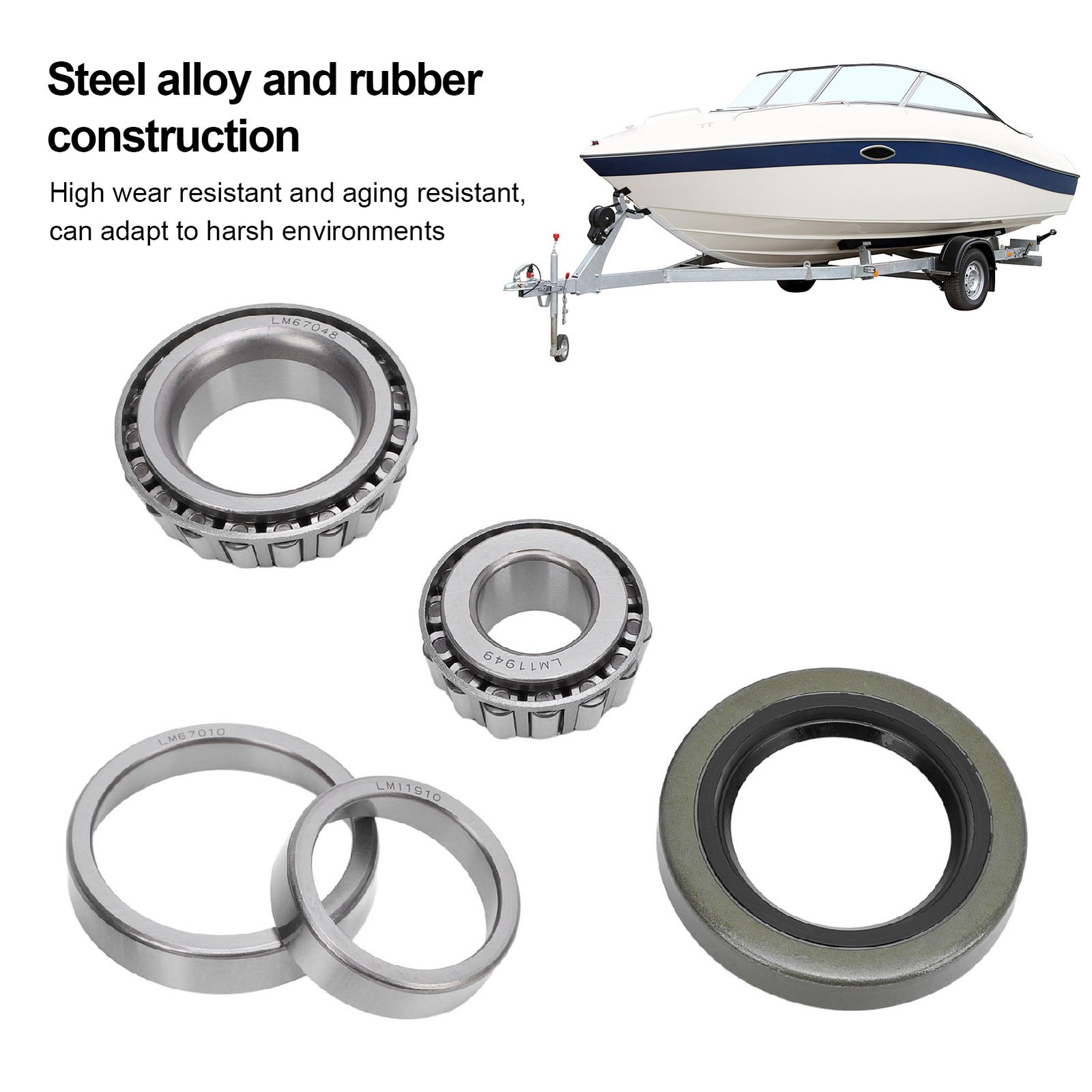 Trailer Axle Hub Bearings Set 5PCS Trailer Wheel Bearing Kit For 1-1/4in 3/ YVVW