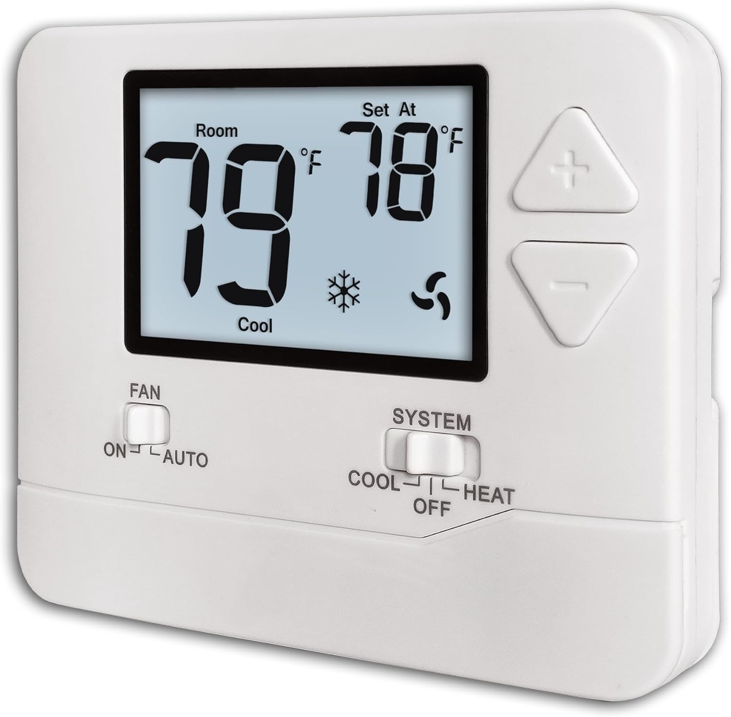 Versatile Non-Programmable Thermostat for Single-Stage Systems - White Display