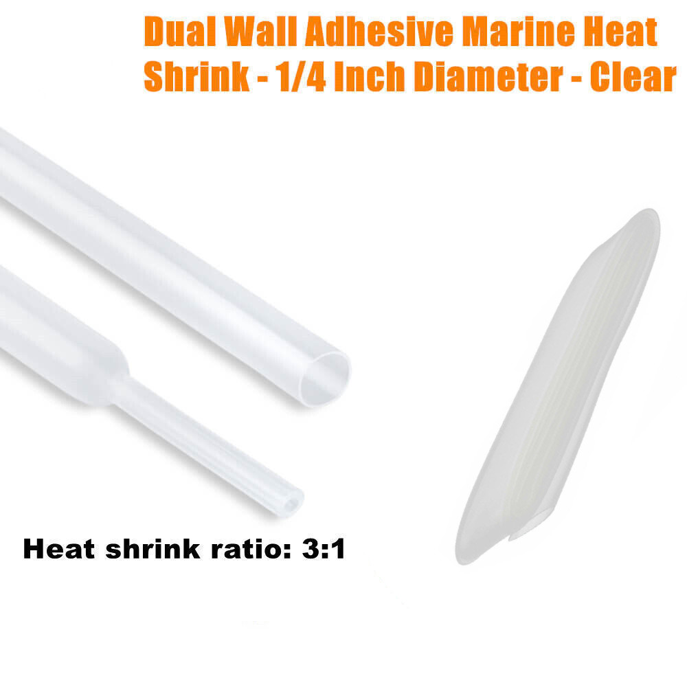 1/4" Diameter Heat Shrink Tubing with Adhesive 3:1 Marine Cable Wire Protection