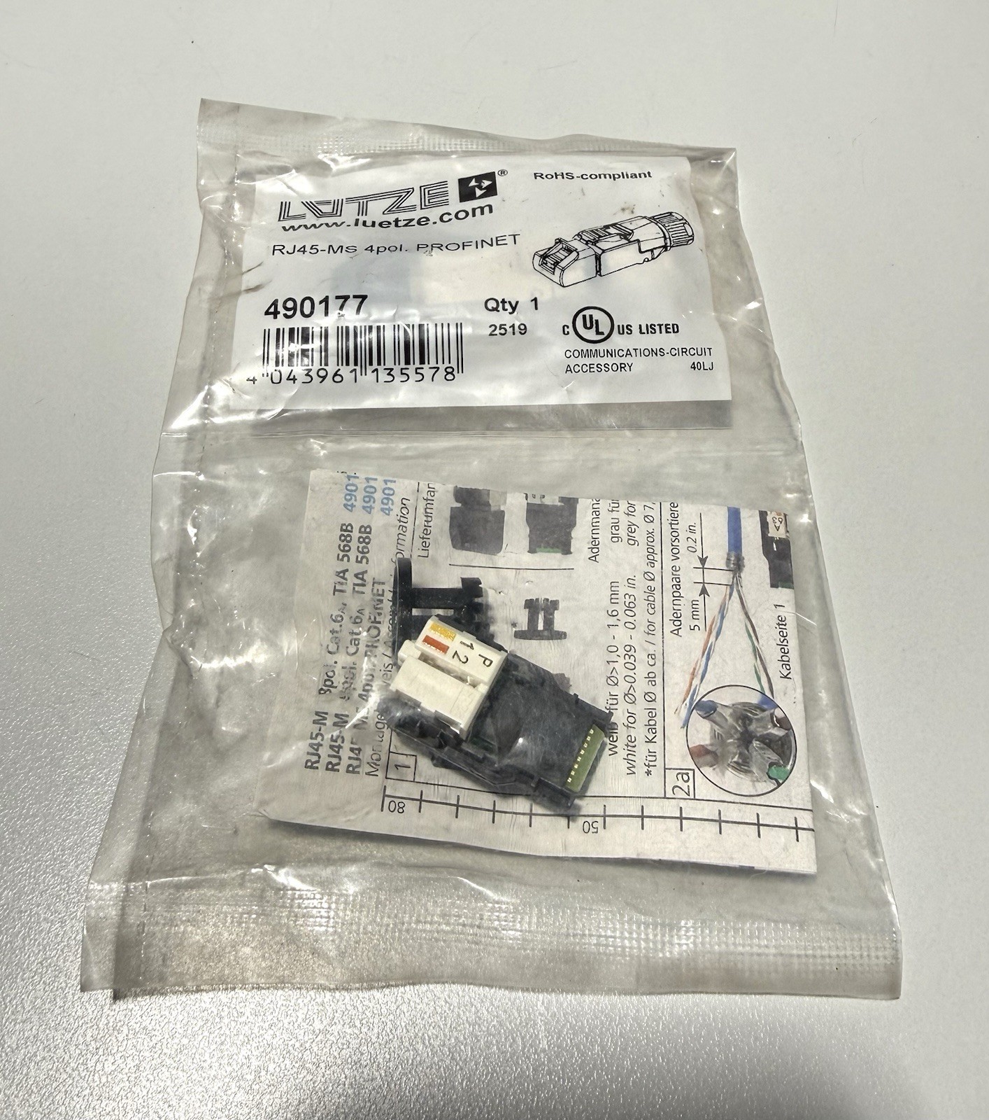 LUTZE 490177 Field Wireable Industrial Network RJ45 Connector Profinet *NEW*