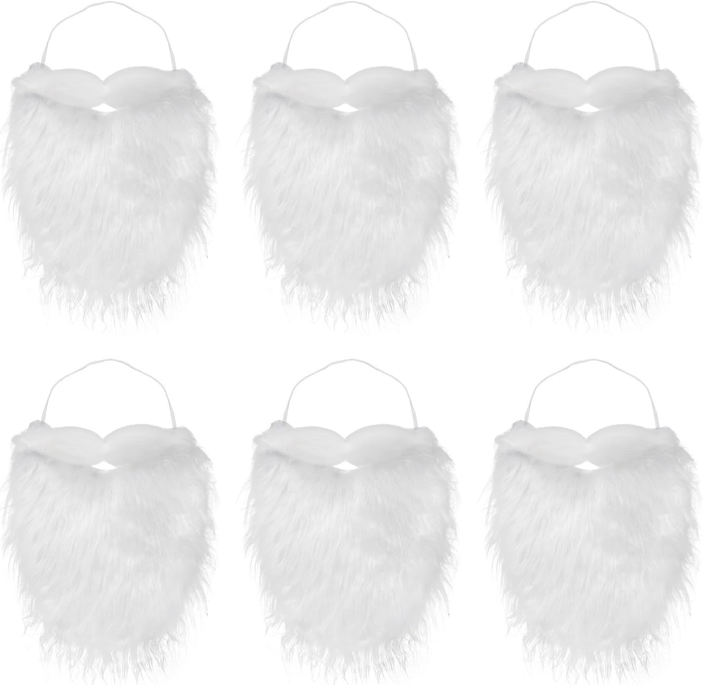 6 Pack Fake White Santa Beards Christmas Costume Party Funny Accessories