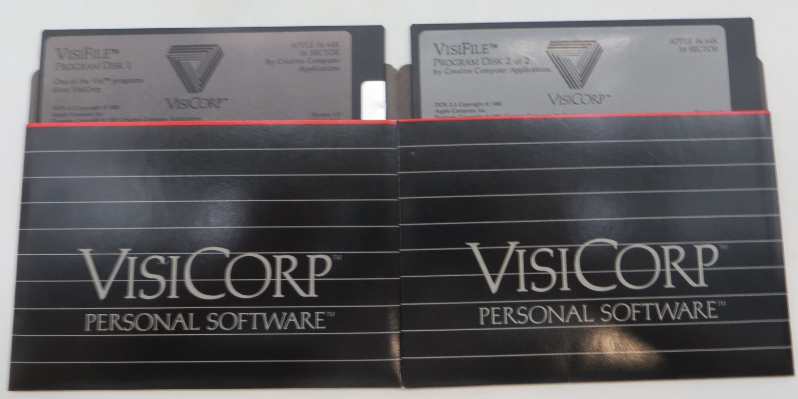 APPLE IIe 64K 16 SECTOR 5.25" Floppy Disks VisiCorp - VisiFile DOS 3.3 1980