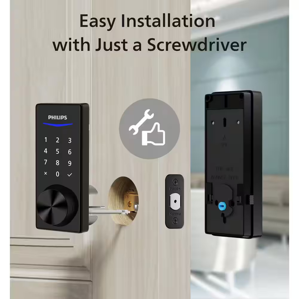 Bluetooth Touchscreen Smart Deadbolt with Wi-Fi Bridge and Square Zinc Lever Doo