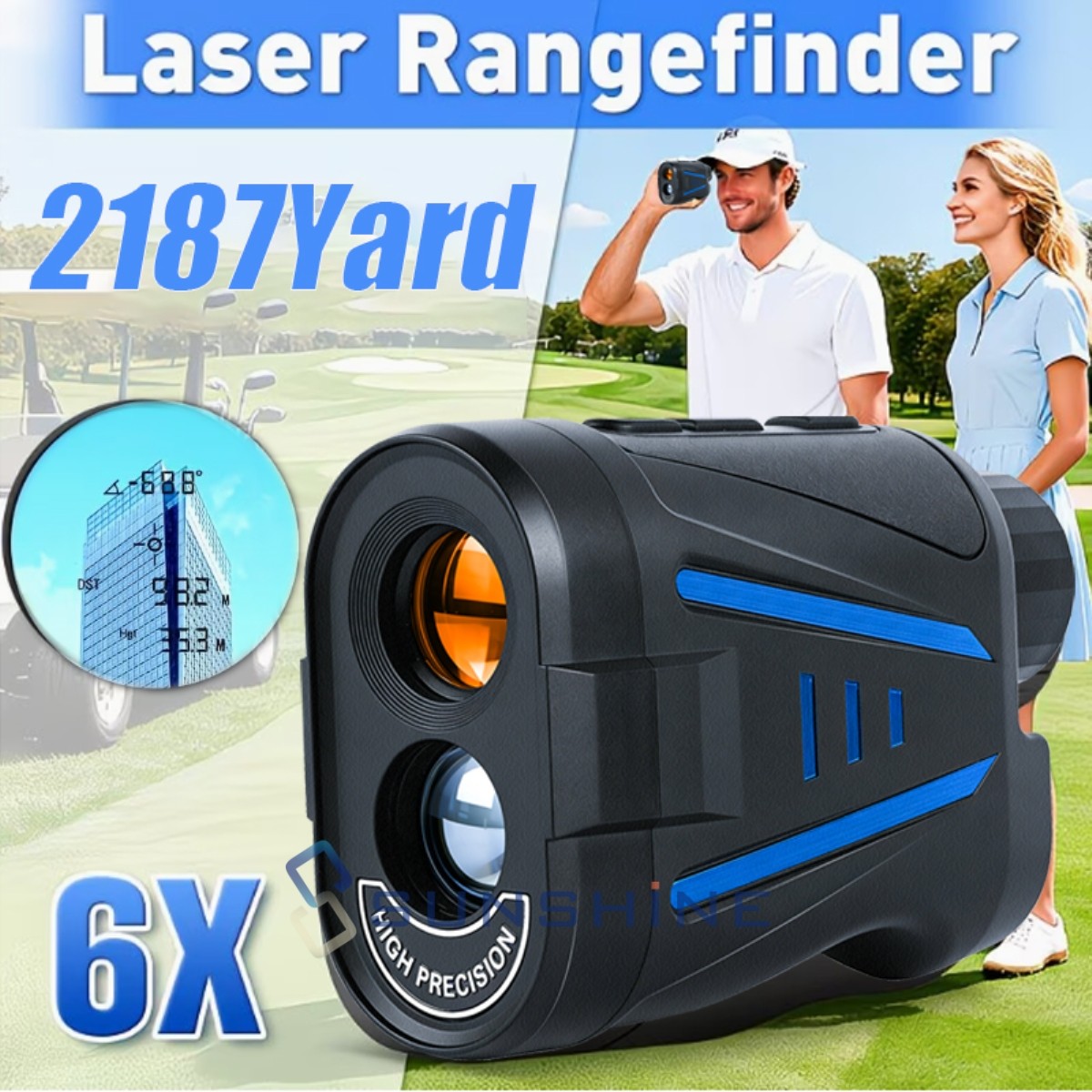 6X Laser Rangefinder Telescope 2187 Yd Distance Angle Height Measure Golf Mode