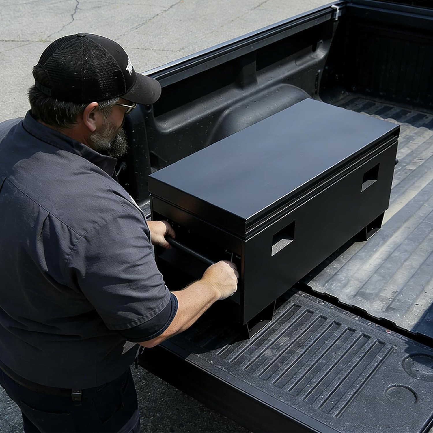36" Job Site Box Portable Tool Storage Rust-Resist Powder Coated Black