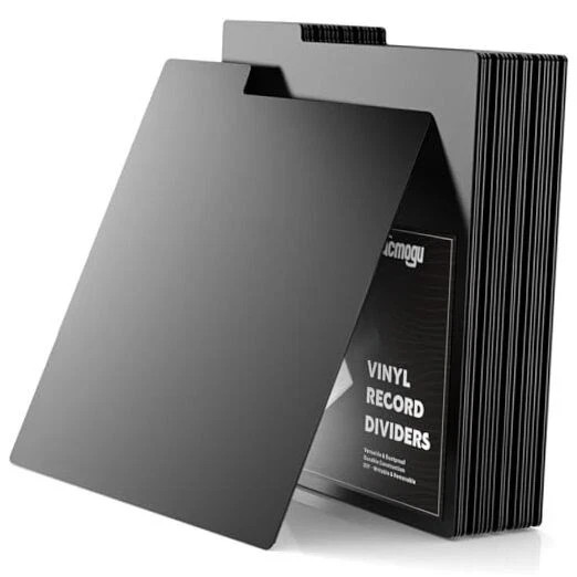 20PCS Vinyl Record Dividers, Heavy Duty 12" LP Record Thickness (0.5mm) Black