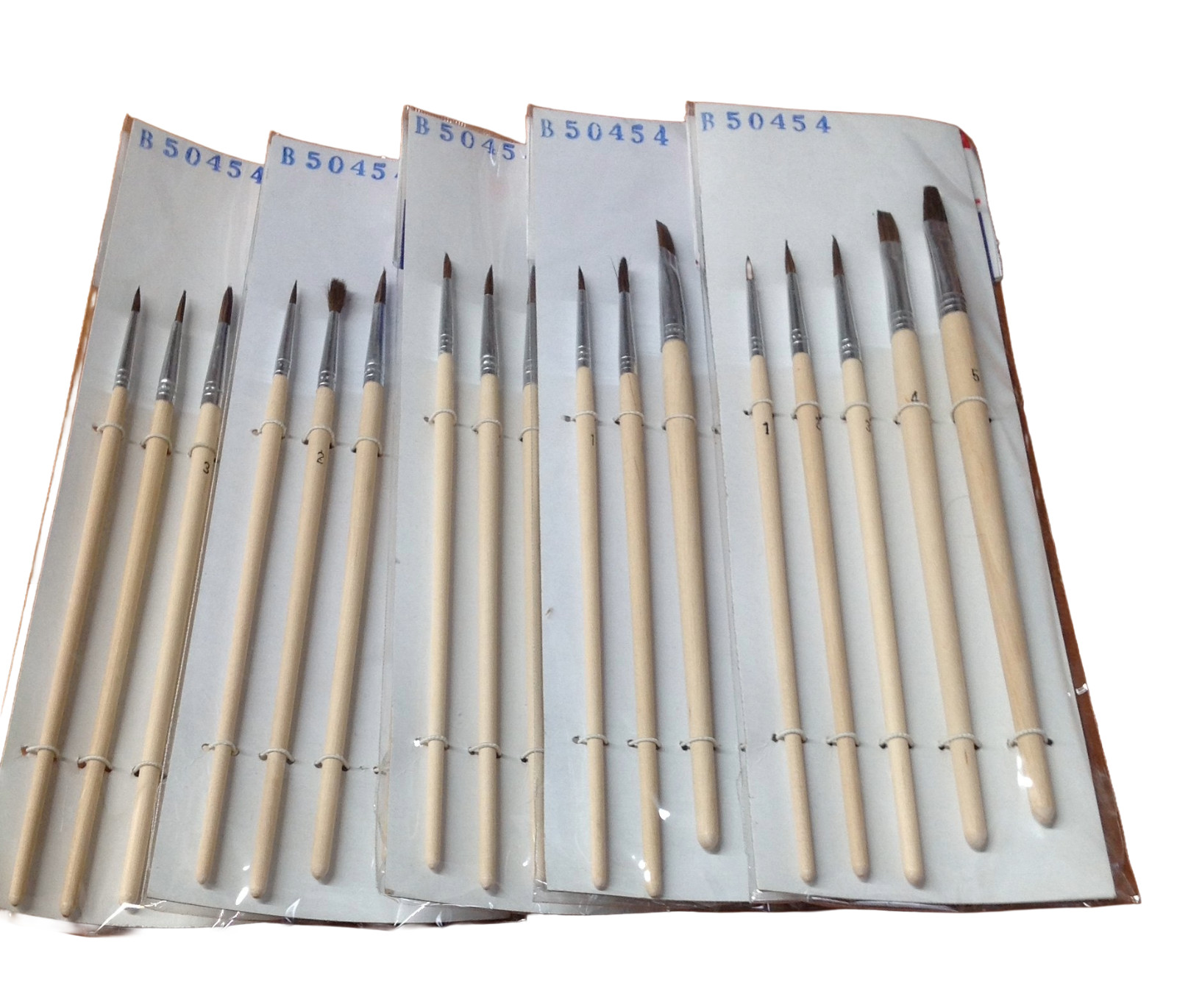 Pony Hair Round & Flat Paint Brush Set 5pcs - 5 Sets (ART188)