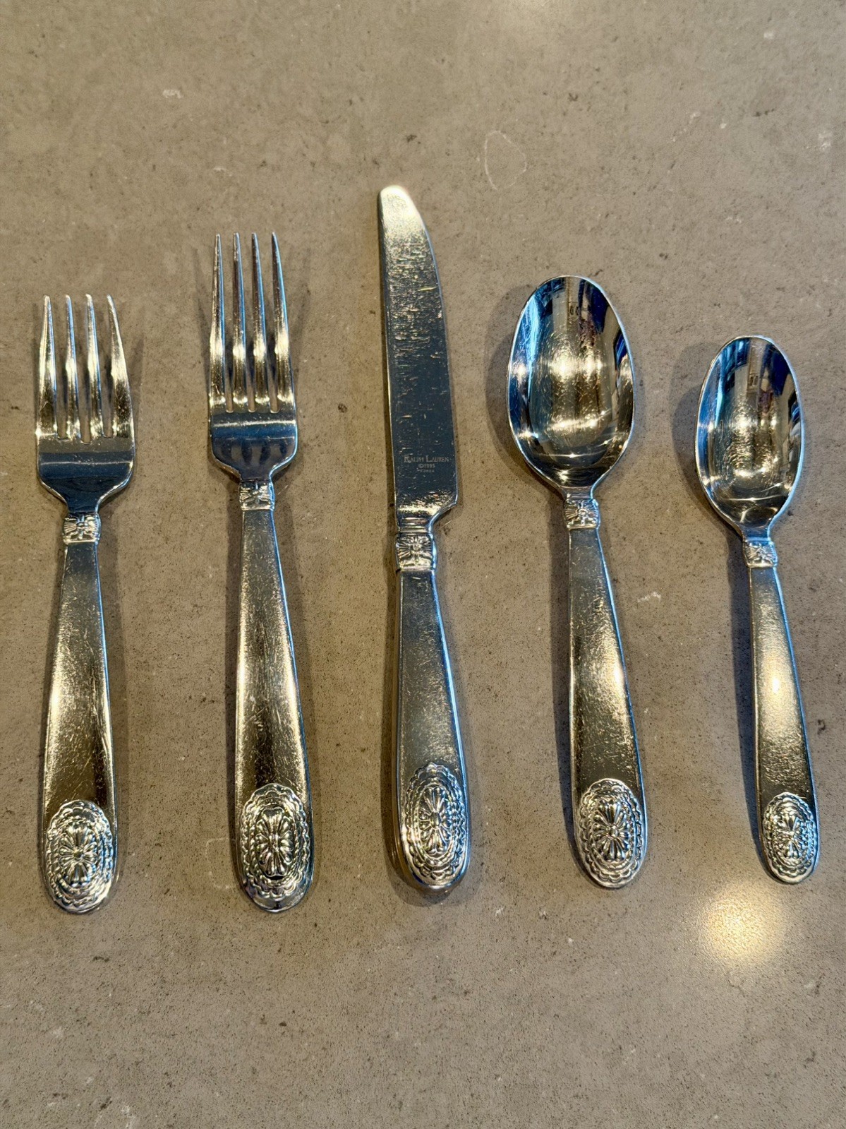 Ralph Lauren Telluride Flatware 5 Pc (1 Place Setting) Stainless 1995 Pre-owned