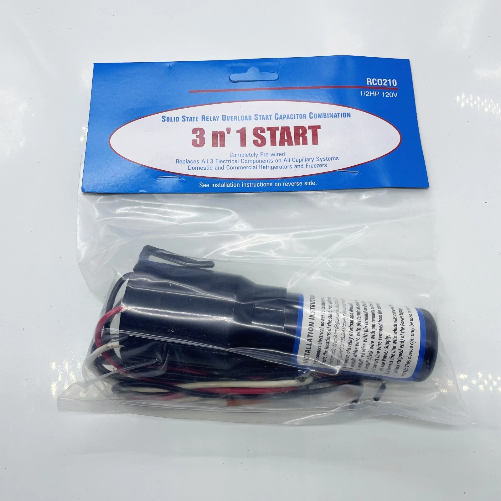 RCO210 3 in 1 Hard Start Capacitor Relay Overload 1/12 hp- 1/2 hp Compressor