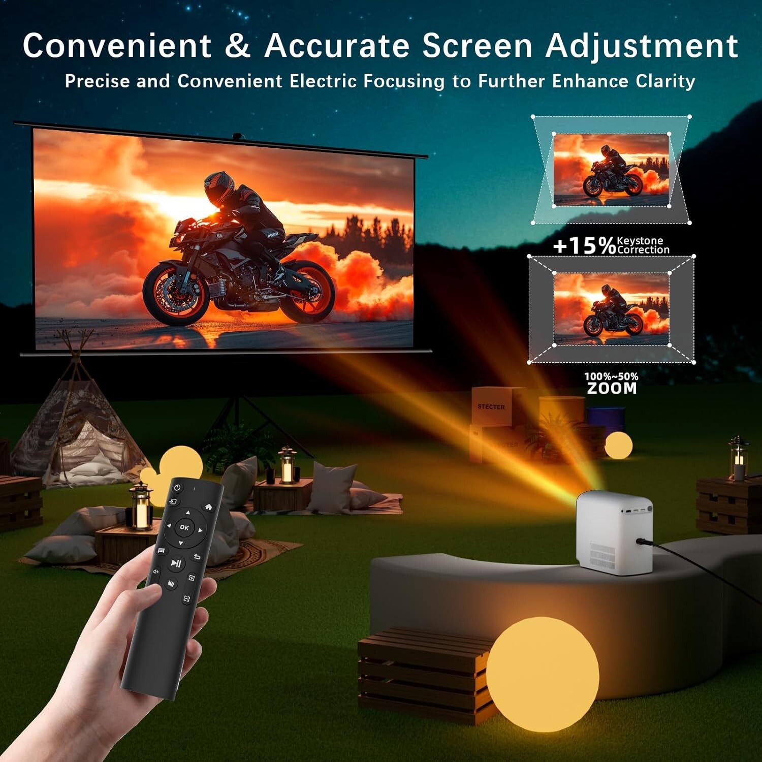 SCREENMAX Mini Portable Projector,5G WIFI 6 Bluetooth Projector Built-in Speaker