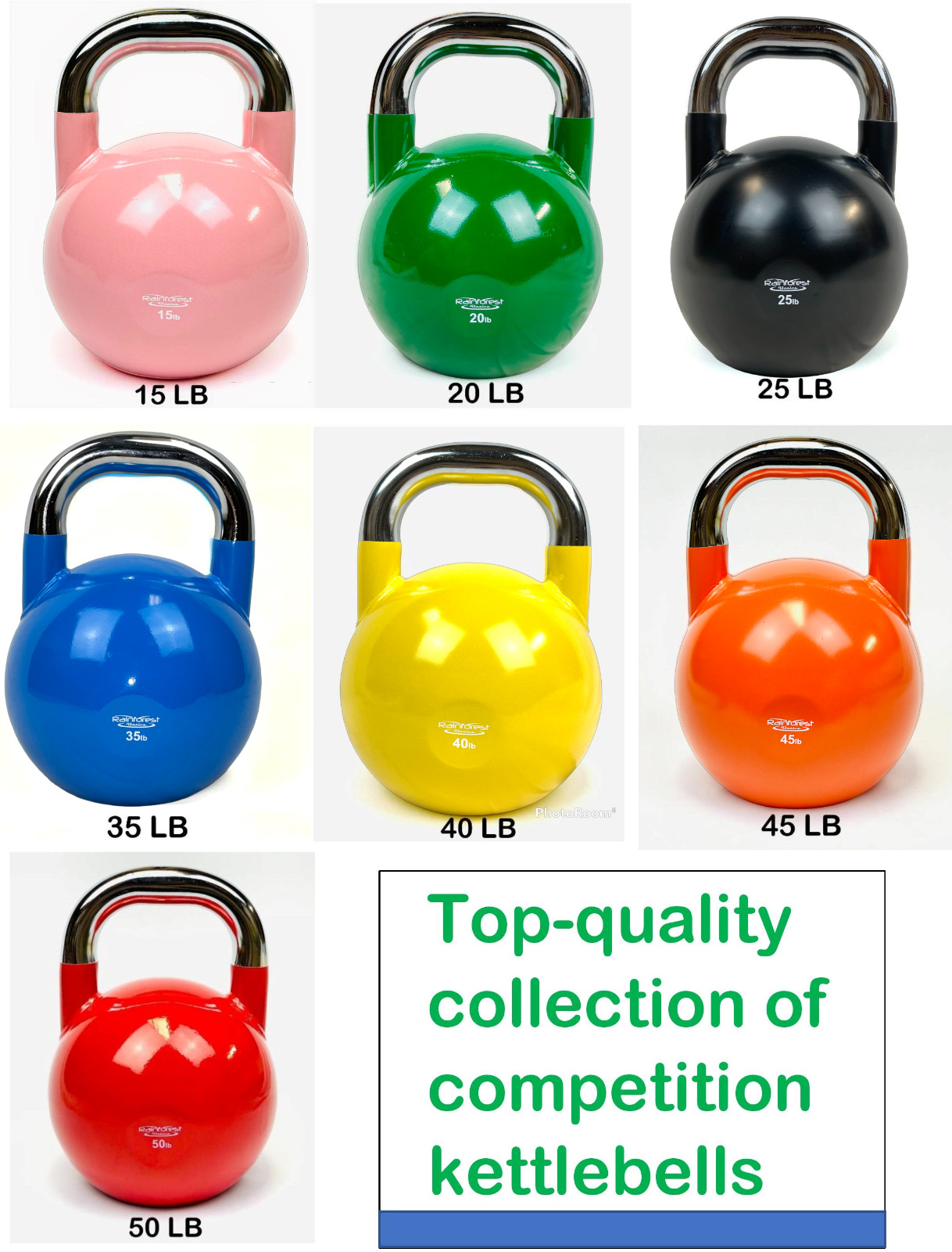 NEW Competition Kettlebell –Professional Grade for Fitness 15-50LB Color-Coded