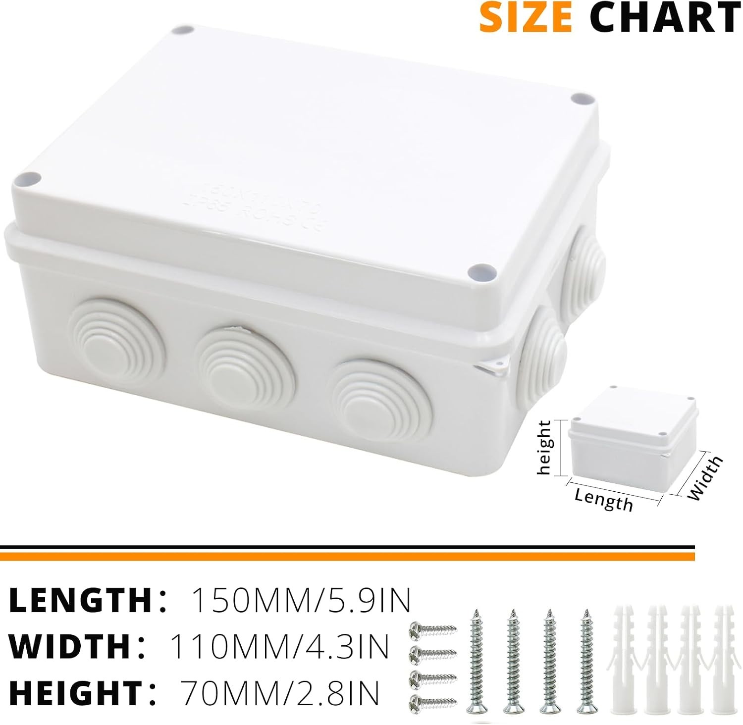 Durable Watertight Electrical Box - Universal Design 5.9" x 4.3" x 2.8"