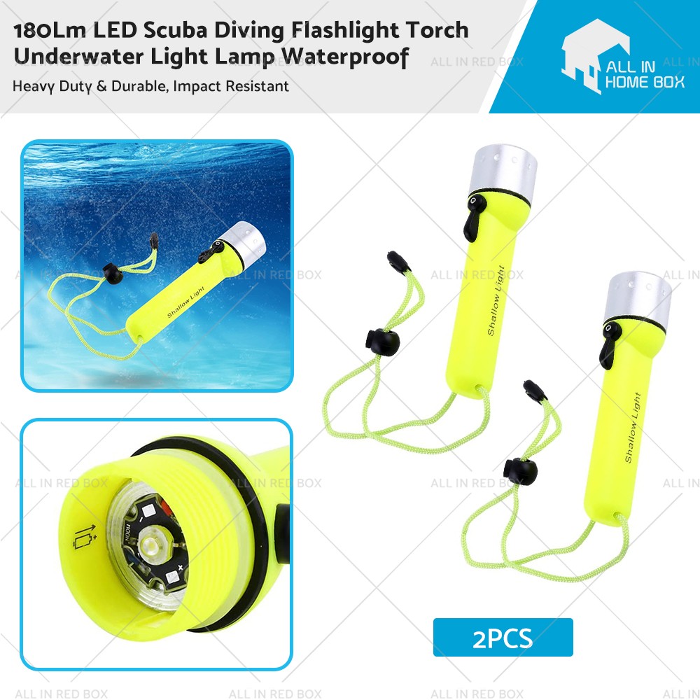 2x LED Scuba Diving Flashlight Torch Lamp Suitable for Underwater 117HG037X2