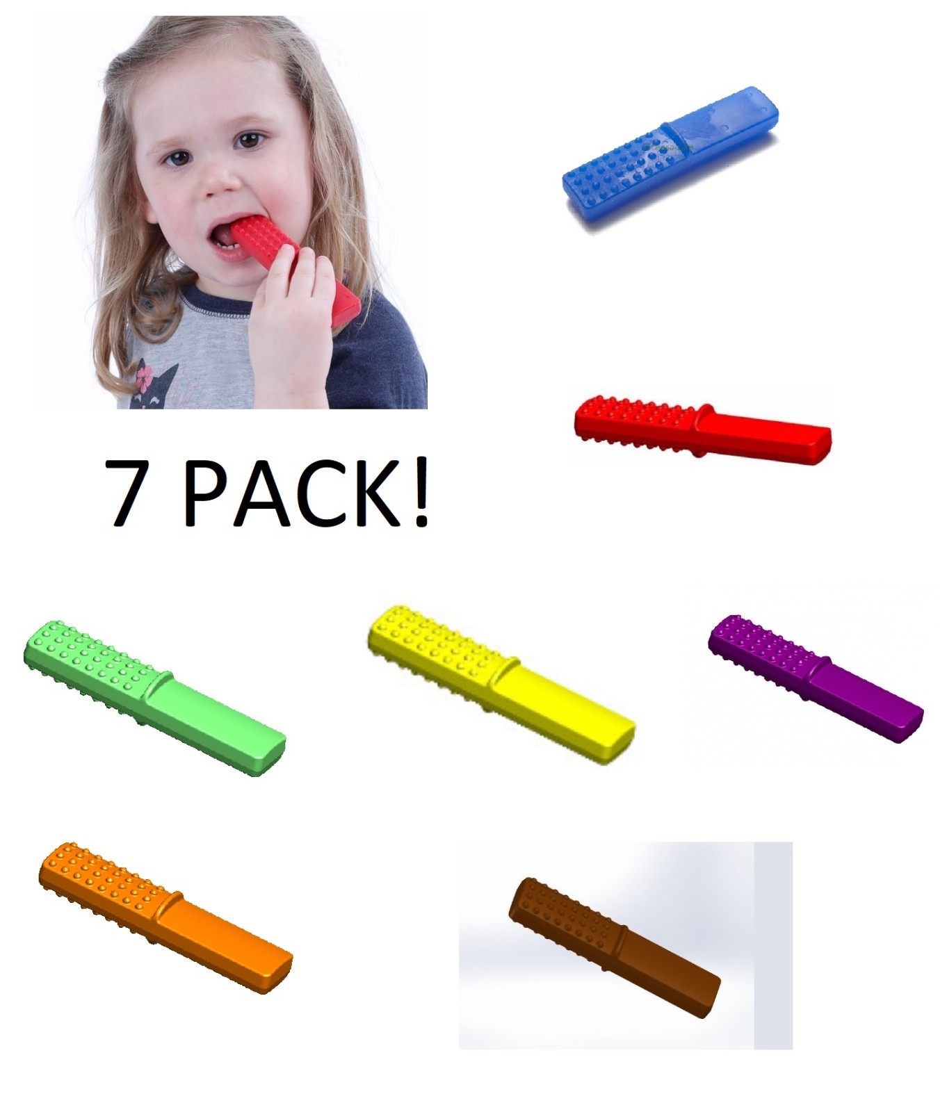 CHEWSTIXX TOUGH BAR 7 PACK Scented Heavy Duty Bite Chew Fidget Mouth Oral Motor