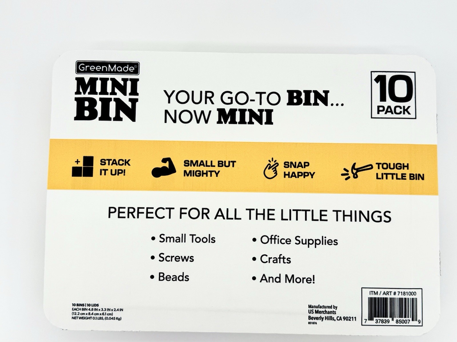 10-pack GreenMade mini storage bins/containers with lids NEW!