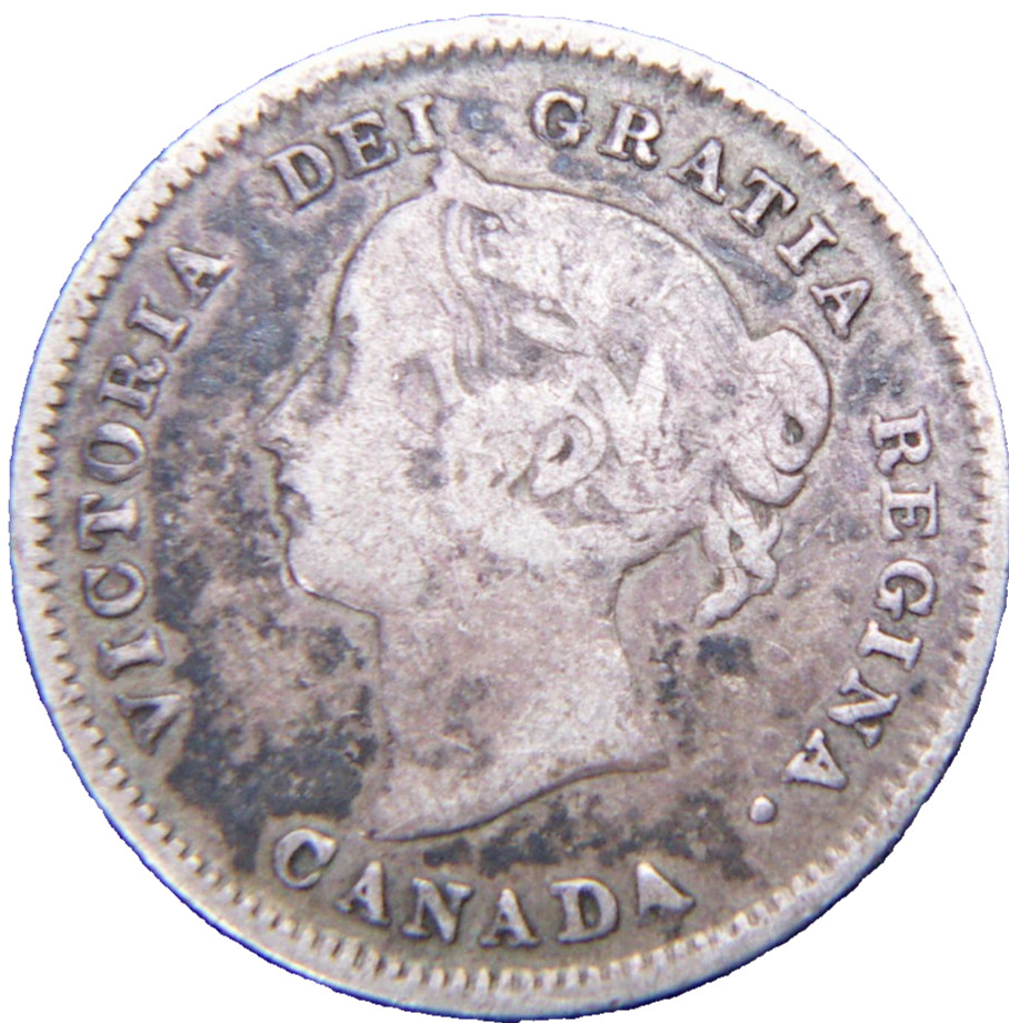 1885 CANADA 5 CENT SCARCE SILVER COIN