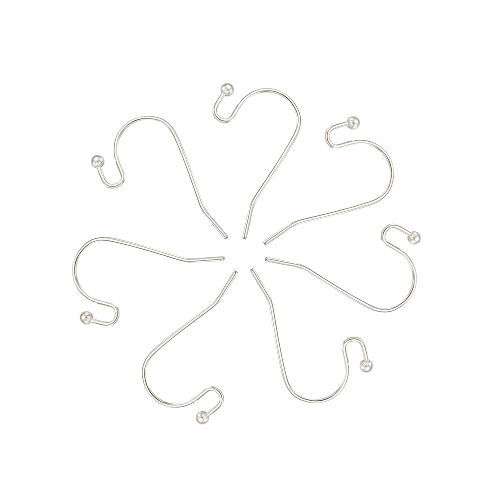 200 Pcs Silver French Hook Ball Dot Earwires 22x11mm For Dangle Earring Findings
