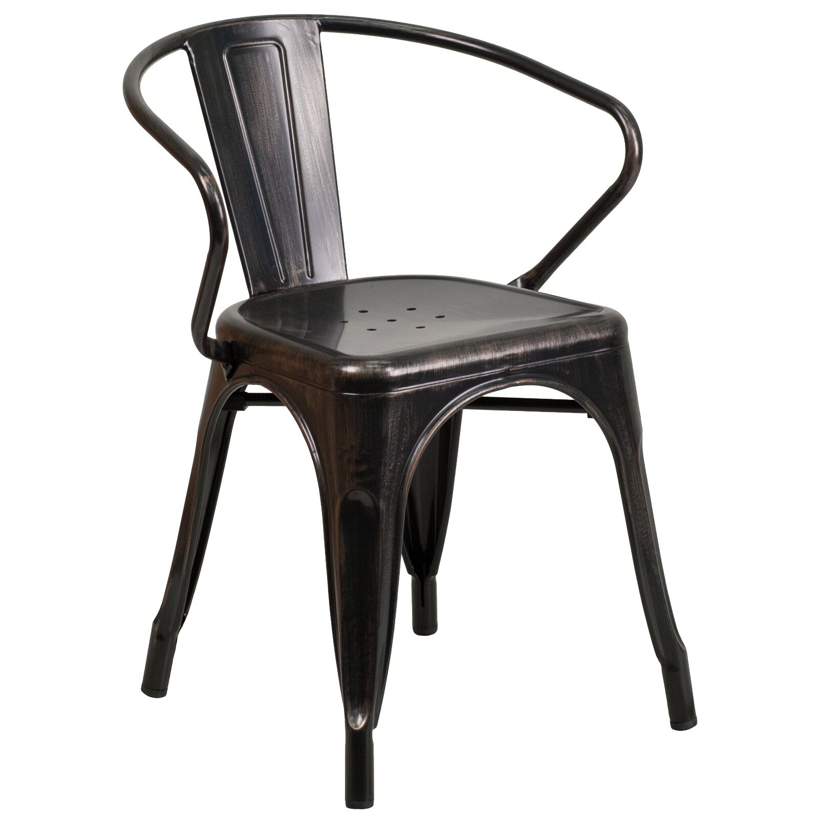 Industrial Style Black Antique Gold Metal Restaurant Chair - Cafe Bistro Chair
