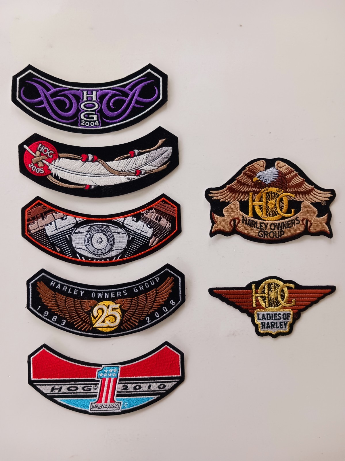 7 Harley Davidson Owners Group Patches HOG 2004 2005 2007 2007 2010 Ladies Of