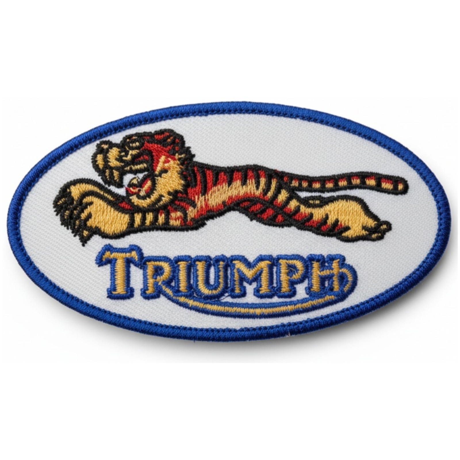 Motorcycle Racing Leaping Tiger Triumph Patch - 4 x 2 Inch Iron On Sew On